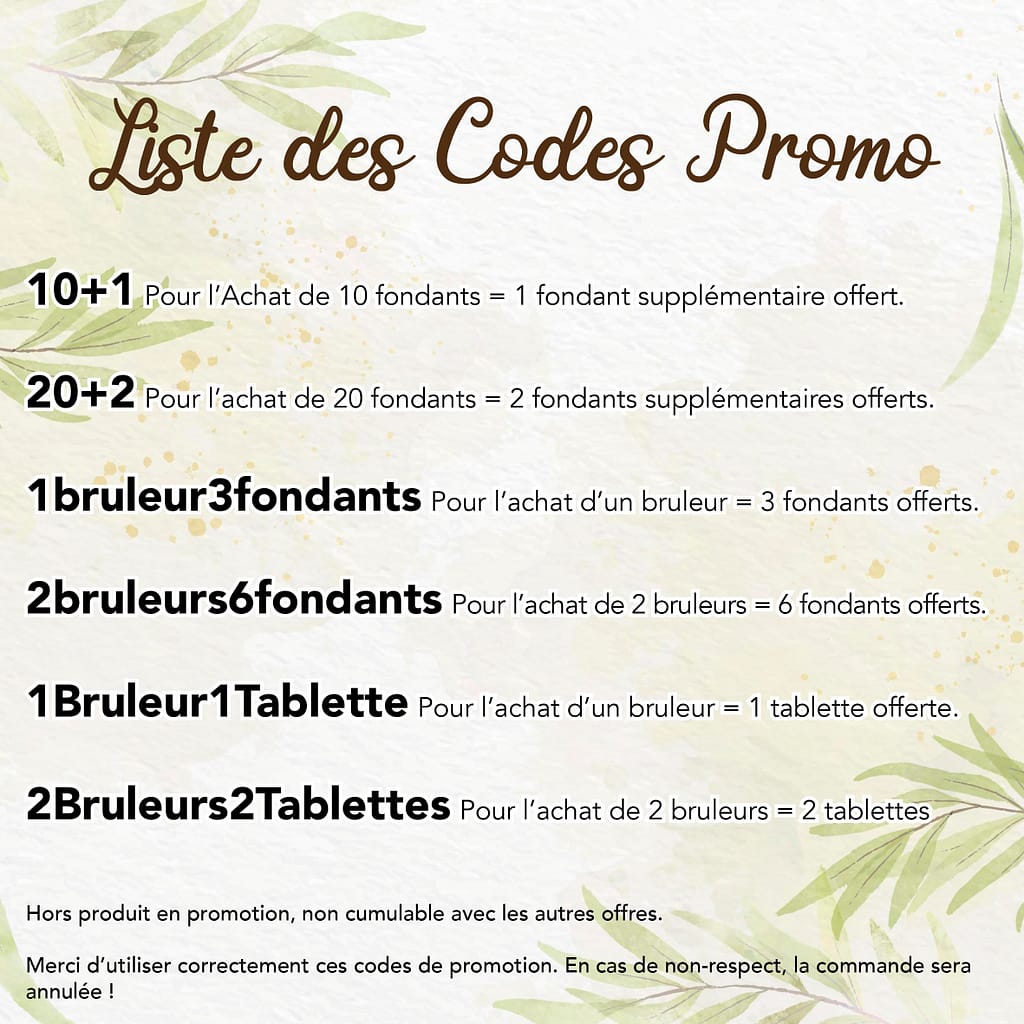 Liste des Codes promo site